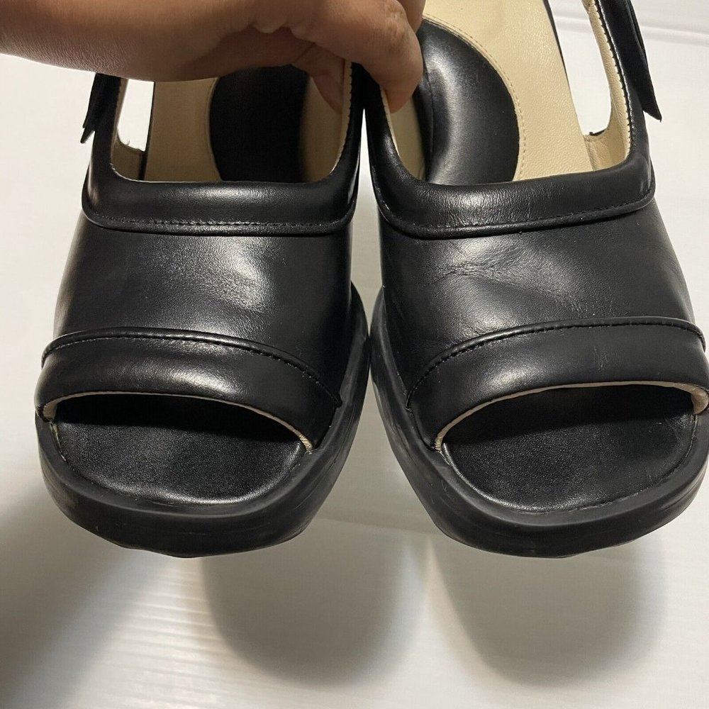 John Fluevog Mini Bebe Open-Toe Pumps Black Chunky Women’s Shoes Sz 10 - Picture 4 of 16